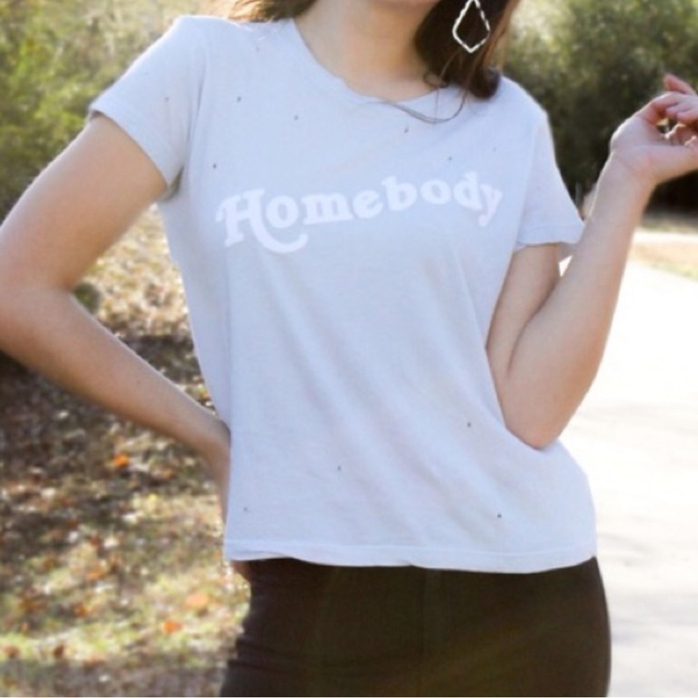 Wildfox Homebody Distressed Tee Size S